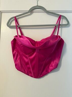 SHEIN Fuchsia Satin Corset Cami Top